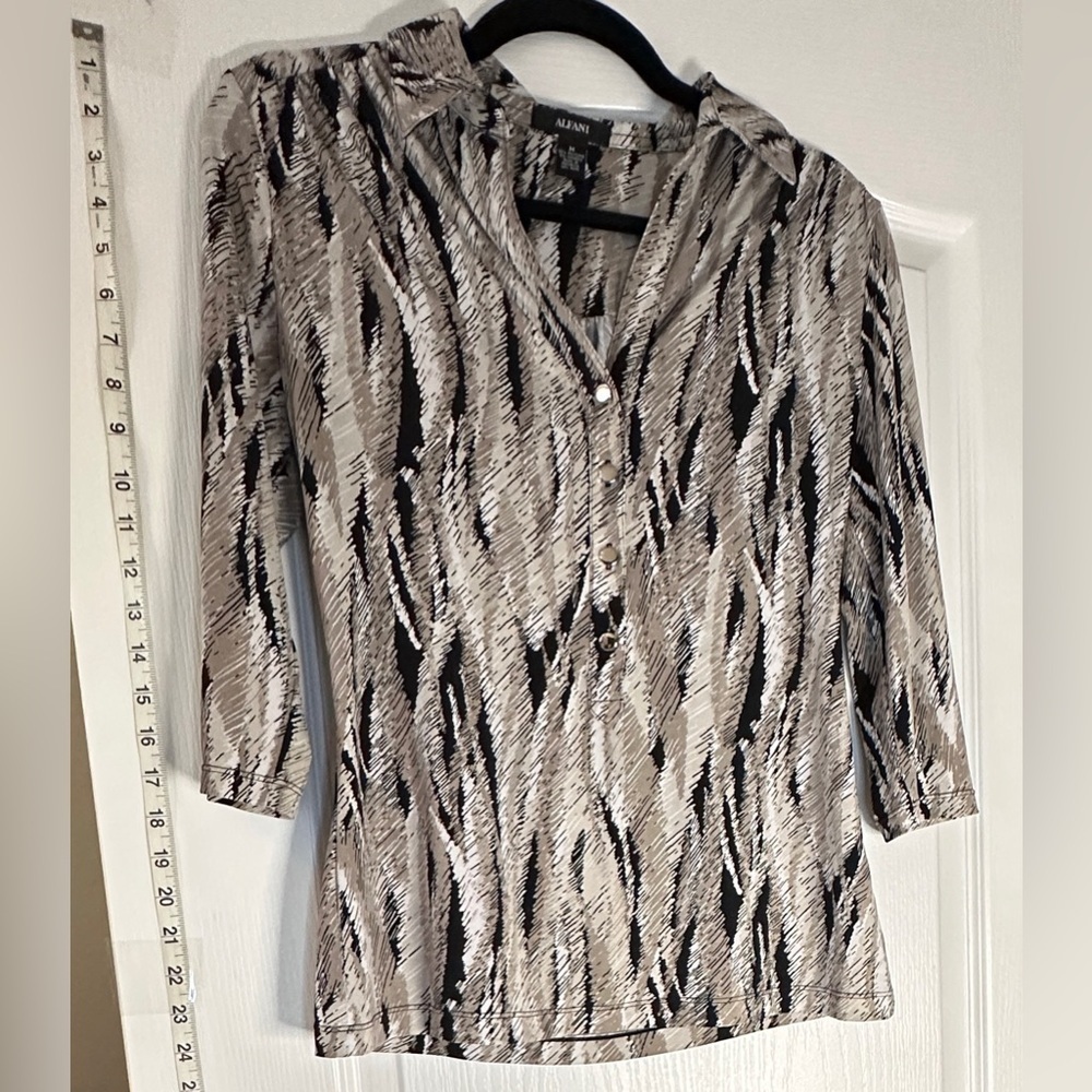 Alfani Blouse - Black and Gray, Medium